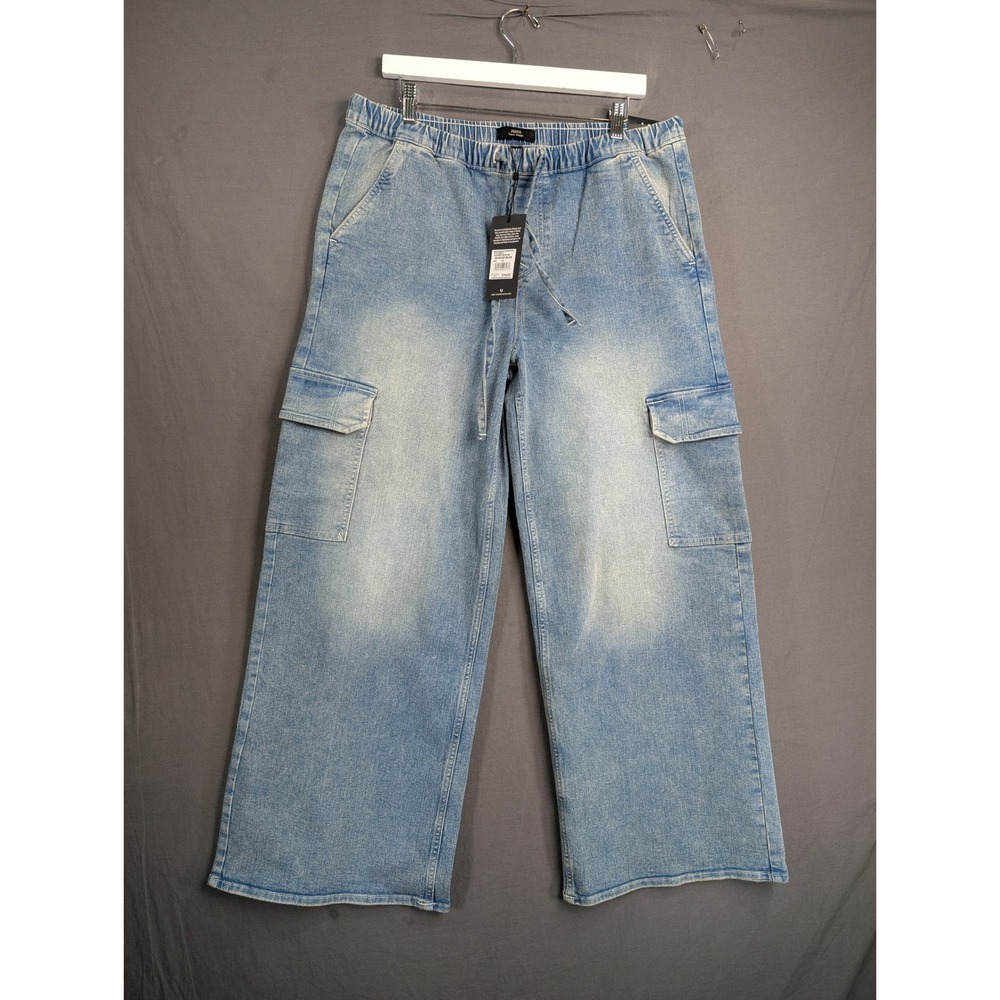 True Religion Jessie Super Baggy Cargo Denim Jeans Medium Horizon Wash 31 600724